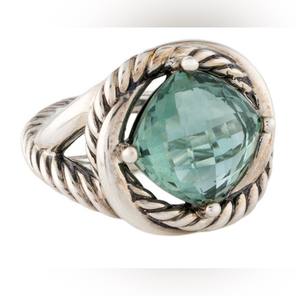 David Yurman Infiniti Silver Ring with Prasiolite Gemstone, size 8.5. - Picture 1 of 5